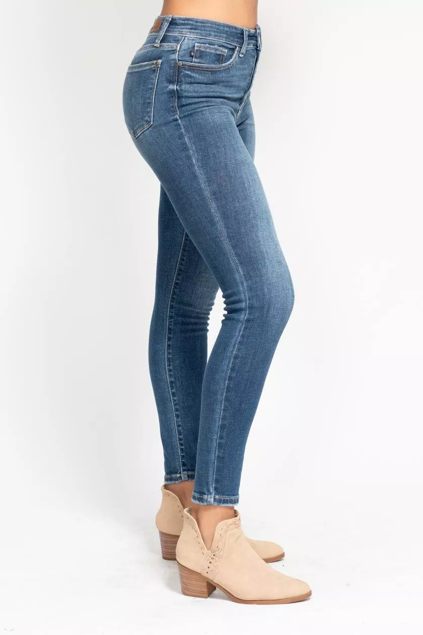 Full Size High Rise Button Fly Skinny Jeans Plus Size