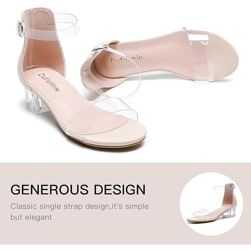 Dufannie Little Girls Size 12 Clear Low Heel Sandals Ankle Strap Wedding Shoes