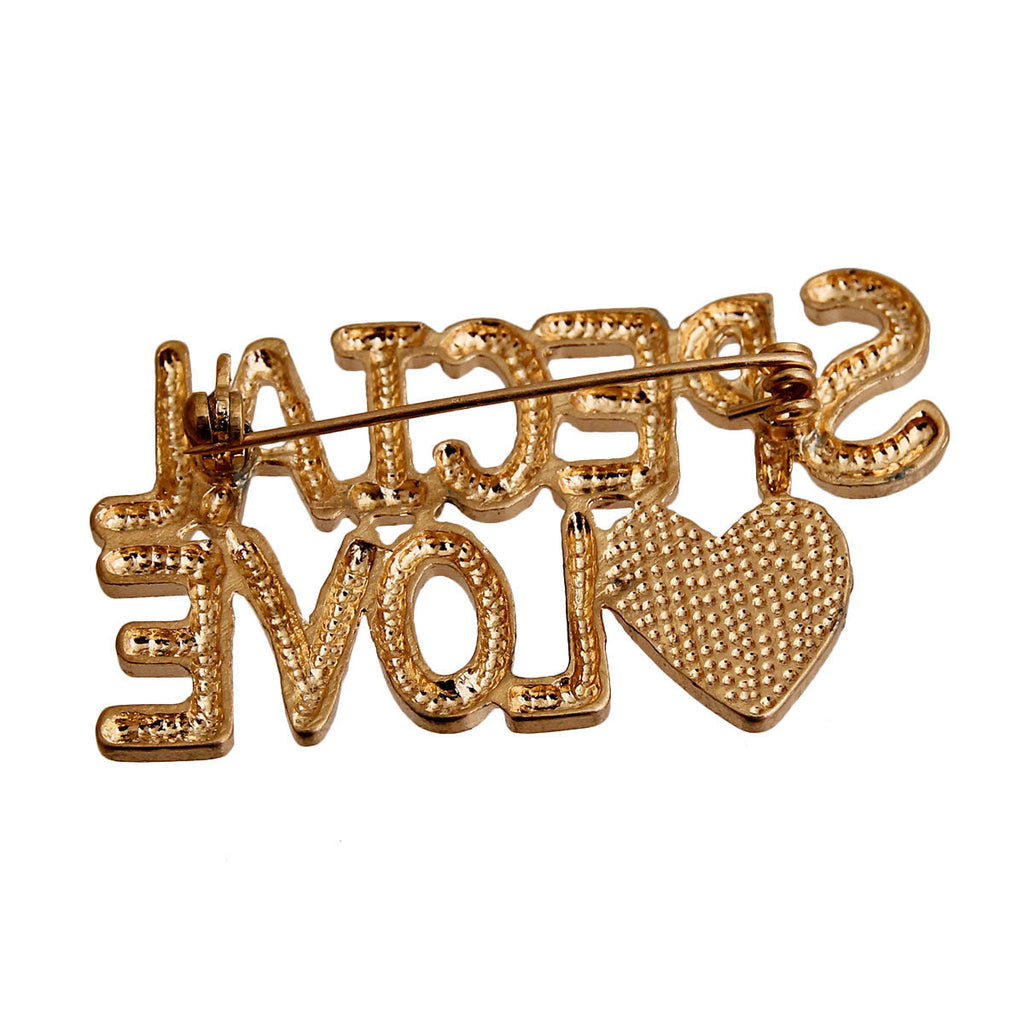 Fashion Jewelry Gold SPECIAL LOVE Pin Stylish Statement Accessory
