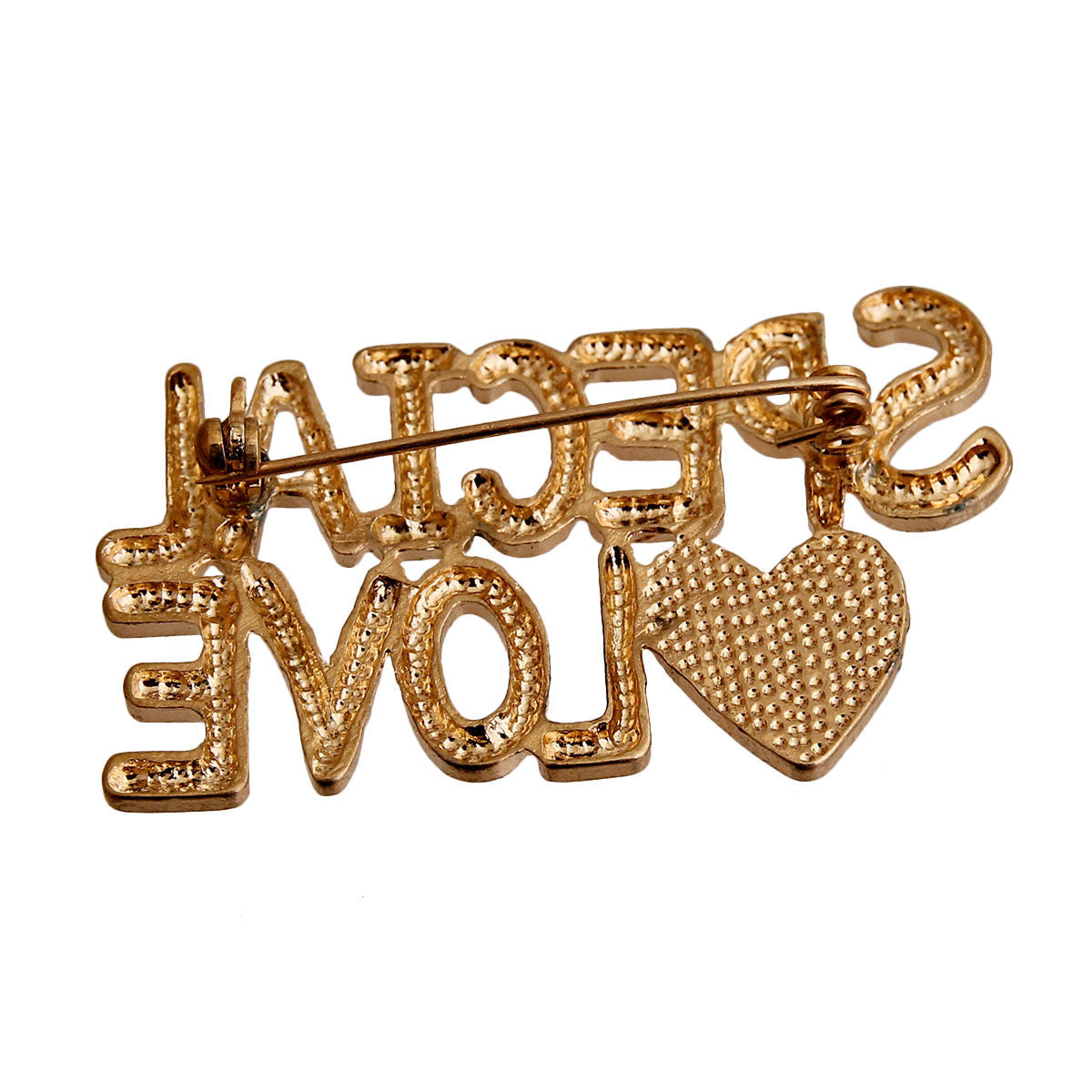 Fashion Jewelry Gold SPECIAL LOVE Pin Stylish Statement Accessory