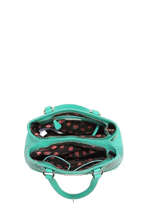 Monogram Pattern Handbag with Rhinestones Decor