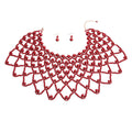 Statement Burgundy Pearl Choker Cape Stylish Elegant Accessory