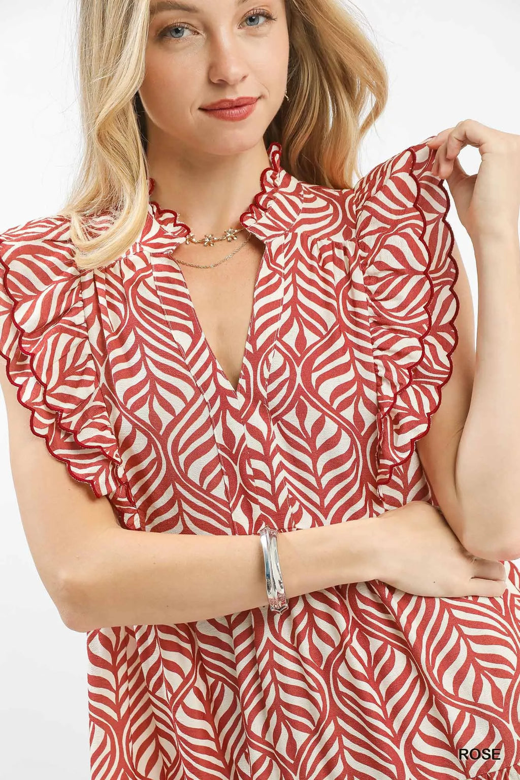 Leaf Print Tiered Midi Dress with Ruffle Detail