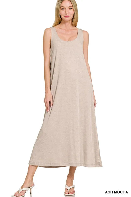 French Terry Twisted Strap Midi Dress