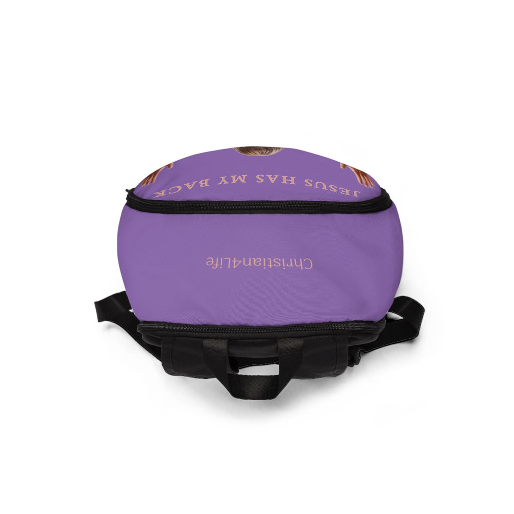 "Jesus Has My Back" Christian Backpack (Choose Purple Shade)