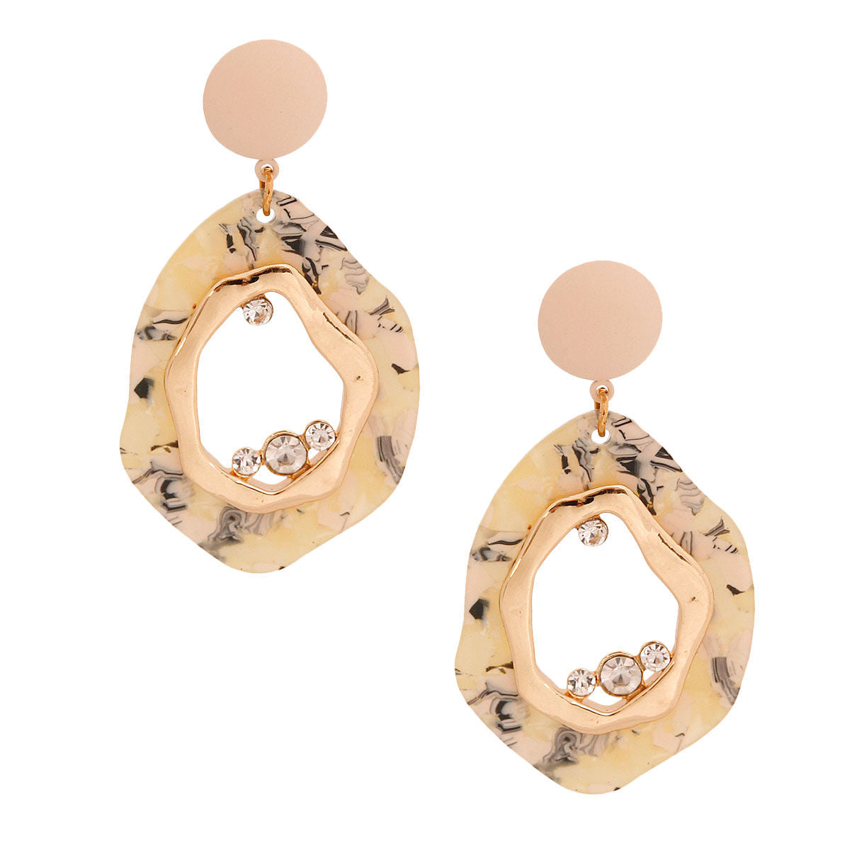 Statement Cream Marbled Rubber Earrings – Trendy Fashion Jewelry