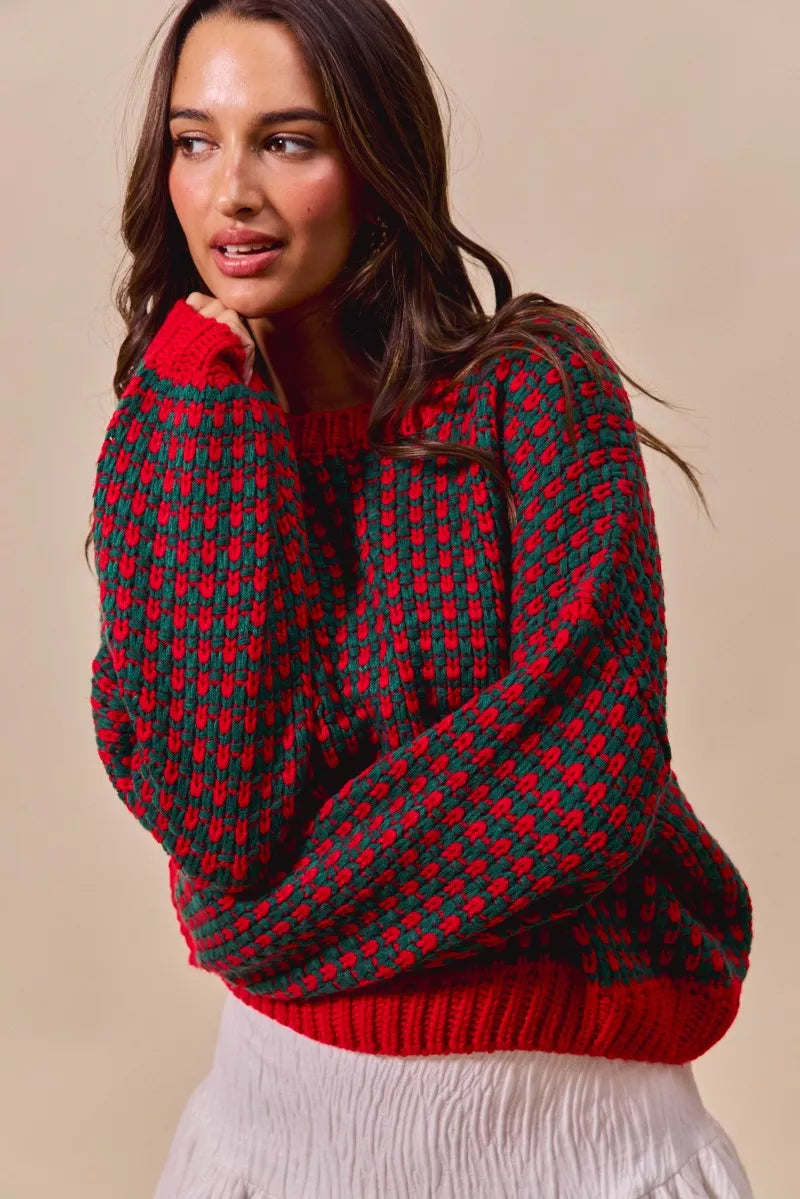 Textured Two Tone Sweater