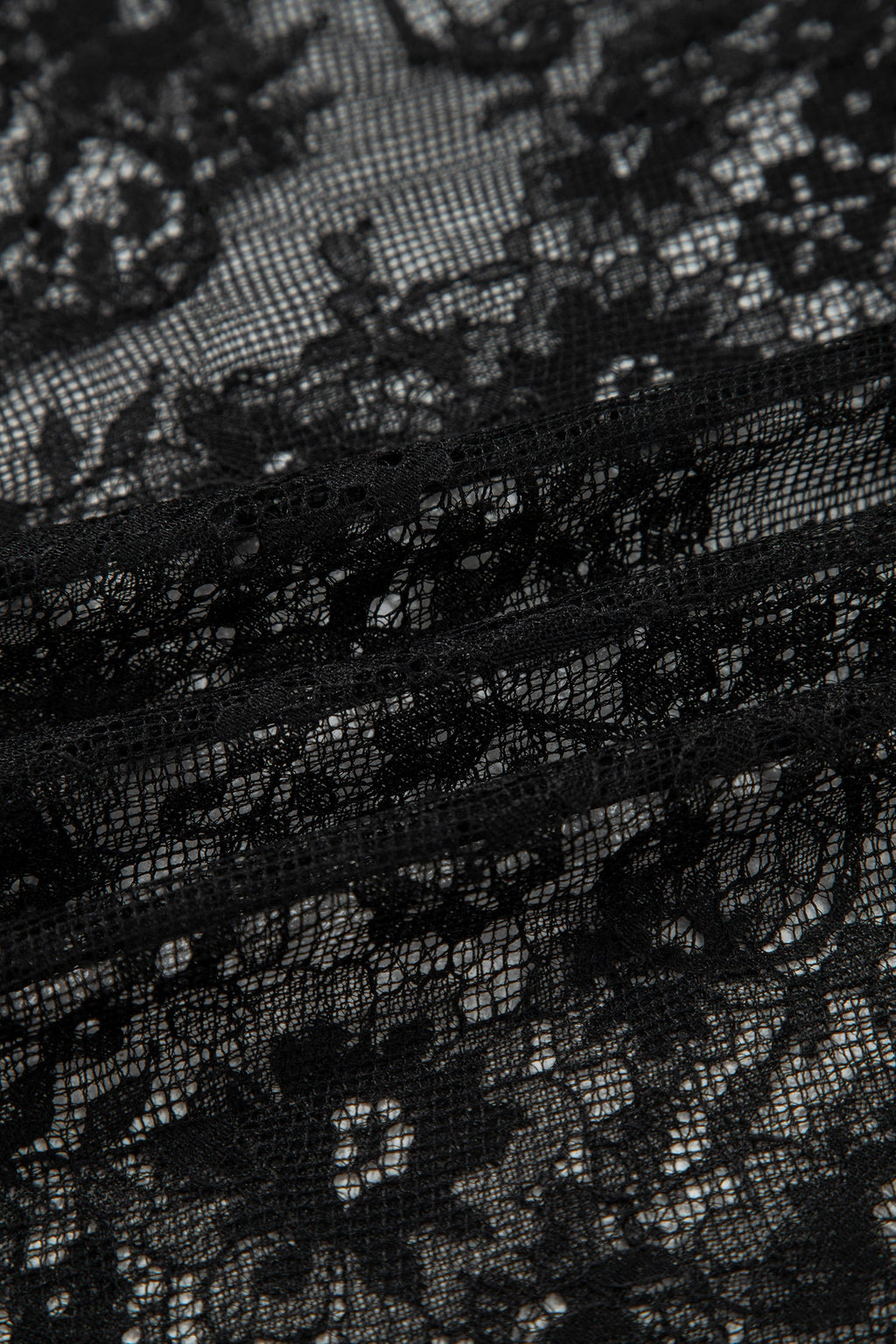 Black Asymmetric Polka Dot Print Sheer Lace Patchwork Maxi Skirt