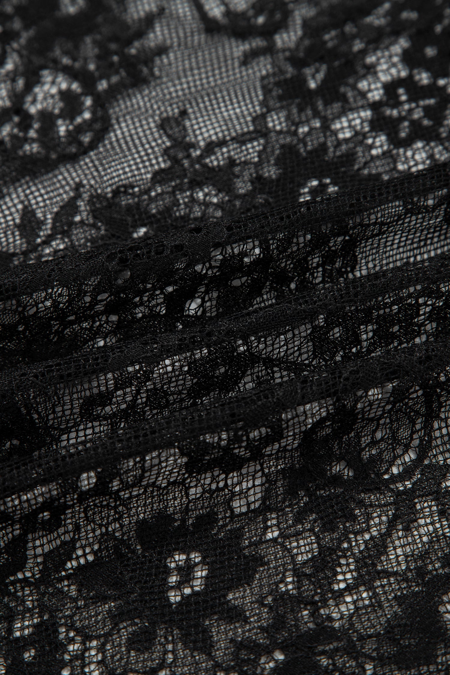 Black Asymmetric Polka Dot Print Sheer Lace Patchwork Maxi Skirt