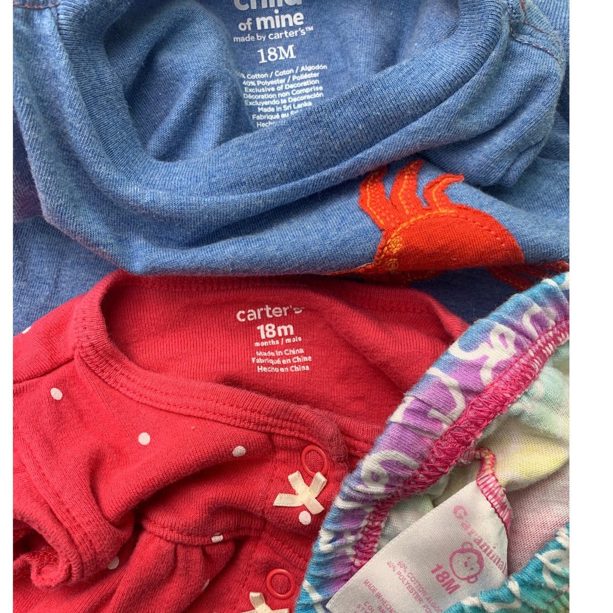 Lot of 9 Carters Garanimal Cat & Jack Baby Girls 18 Mos Shirts One Piece Outfits