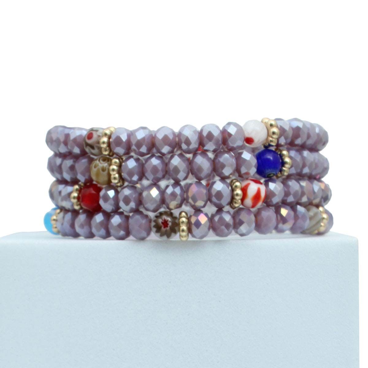 Glass Bead Bracelets Light Purple Stylish Chic Accessories