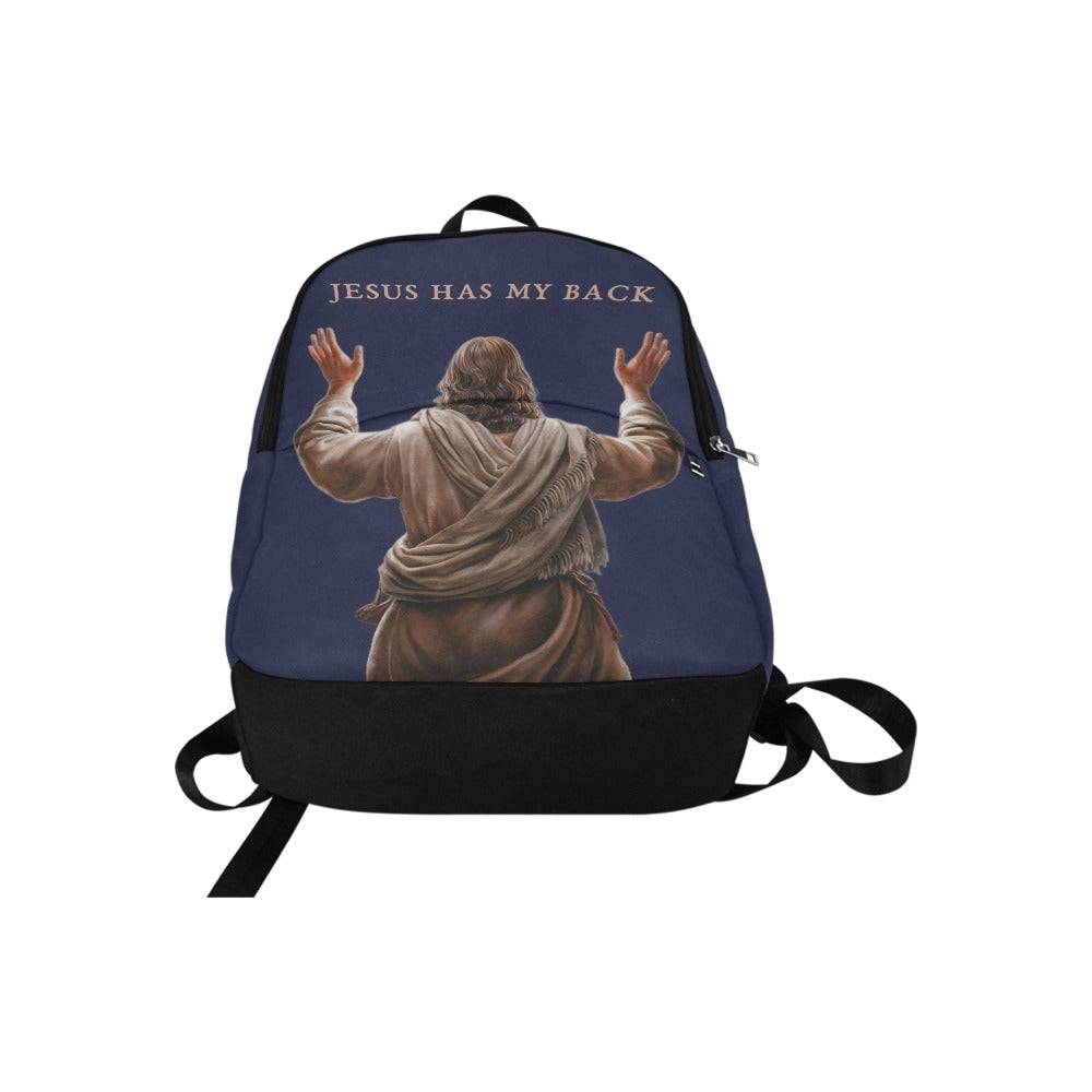 "Jesus Has My Back" design Christian Backpack (Choose Blue Shade)