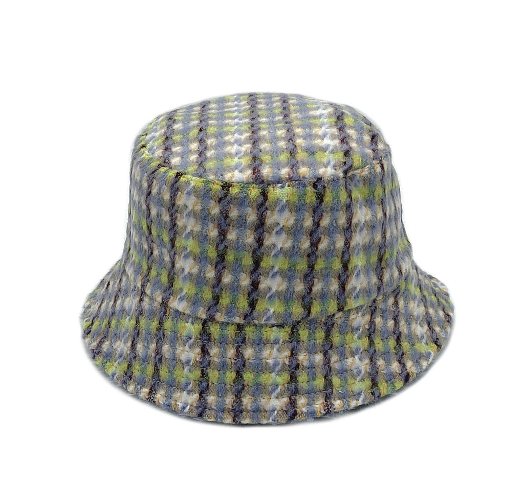 Bucket Hat Lavender Plaid Woolen Stylish Casual Accessory