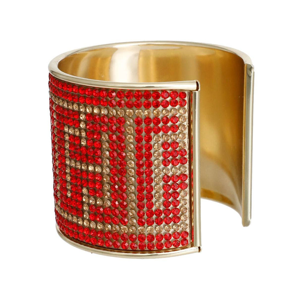 Statement Cuff Bracelet Radiant Red Greek Key Bespoke Gold Stylish Chic