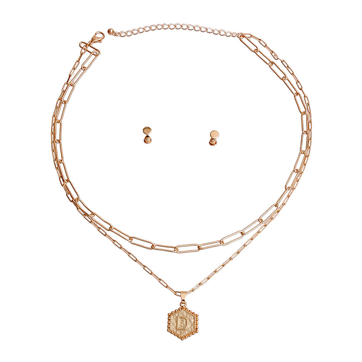 Initial D Hexagon Charm Necklace Stylish Statement Jewelry