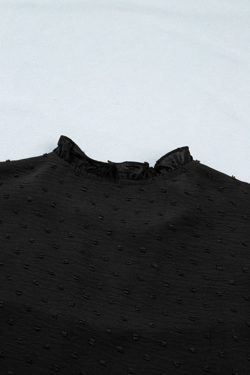 Black Plus Size Swiss Dot Ruffle Lace Trim V Neck Tank Top
