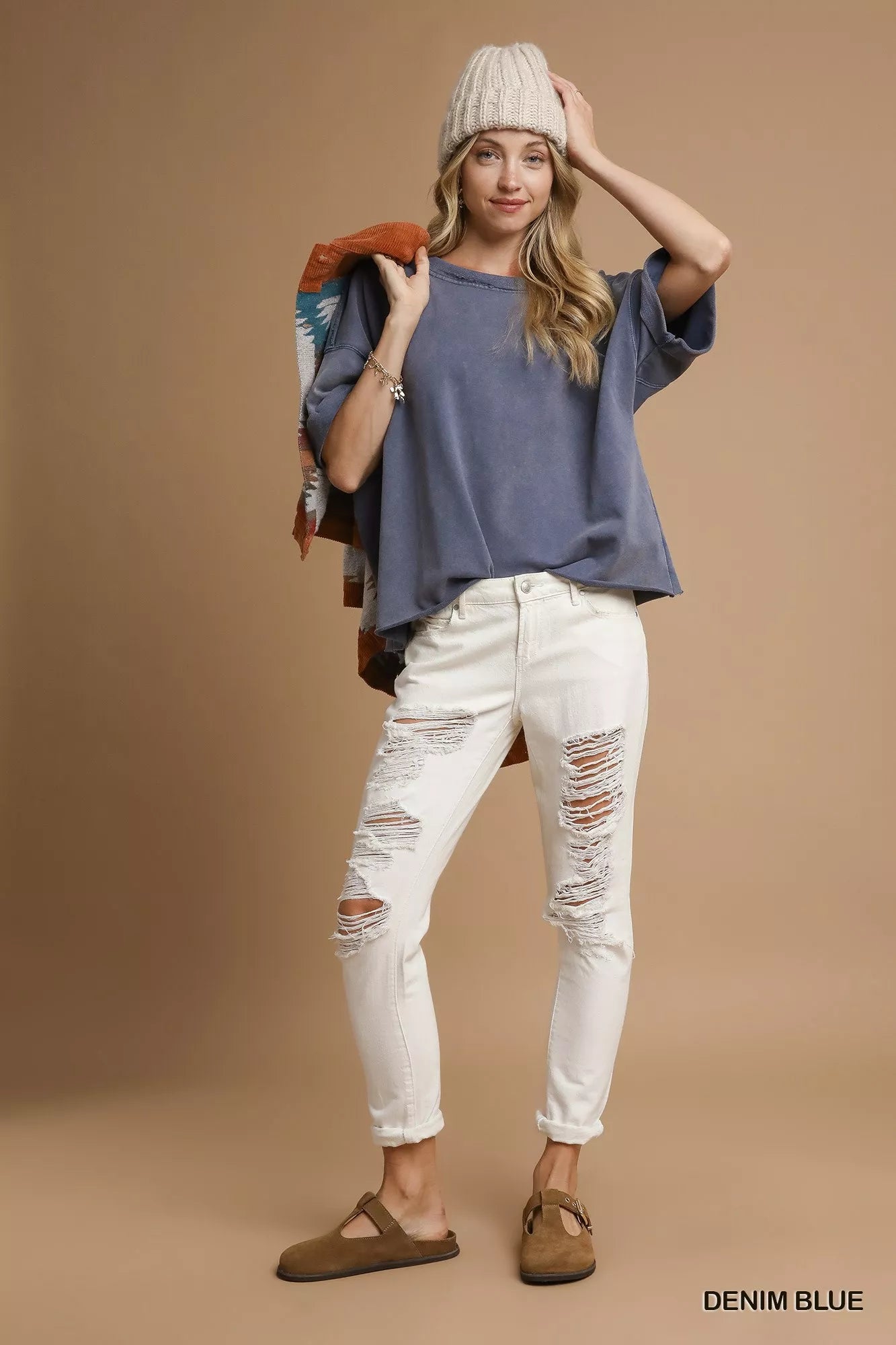 Mineral Wash Round Neck Top