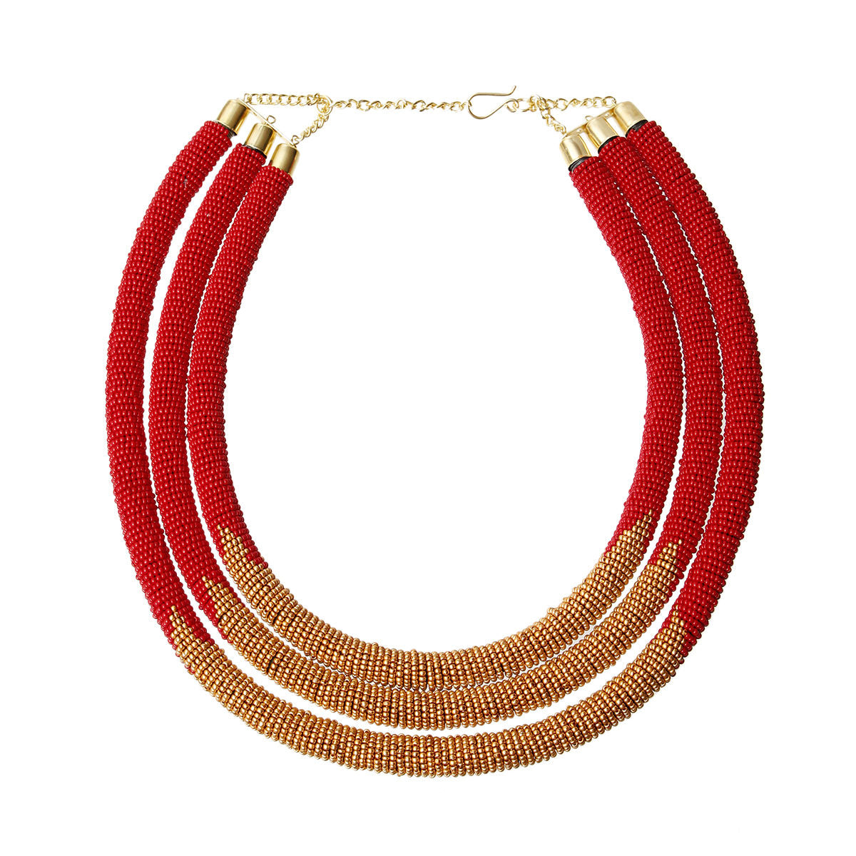Statement Necklace Red Zulu Maasai Beaded Stylish Chic Jewelry Accessory