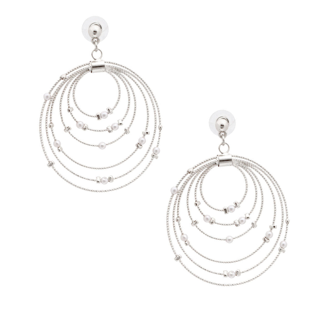 Pearl Ring Earrings Silver White Elegant Fashion Jewelry