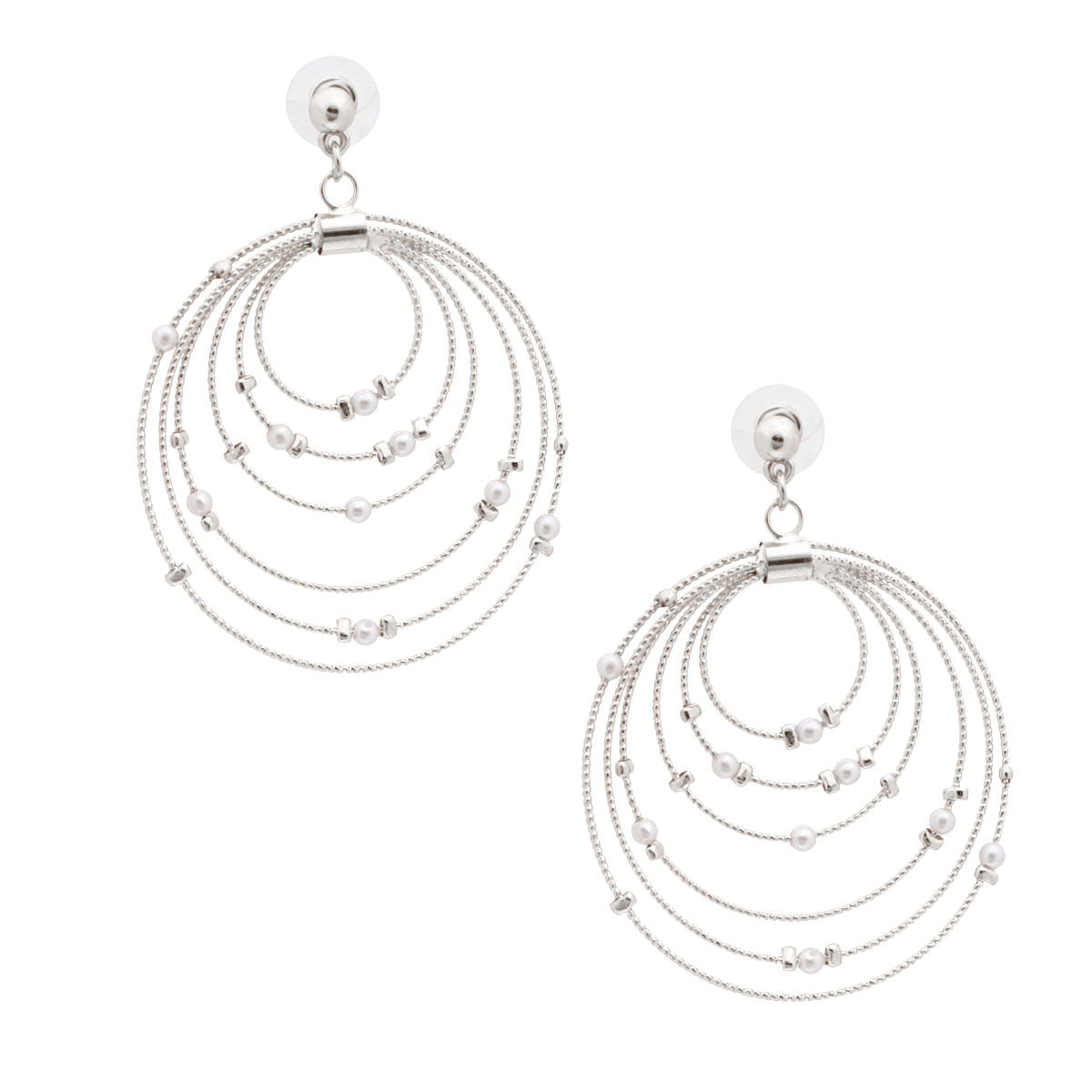 Pearl Ring Earrings Silver White Elegant Fashion Jewelry