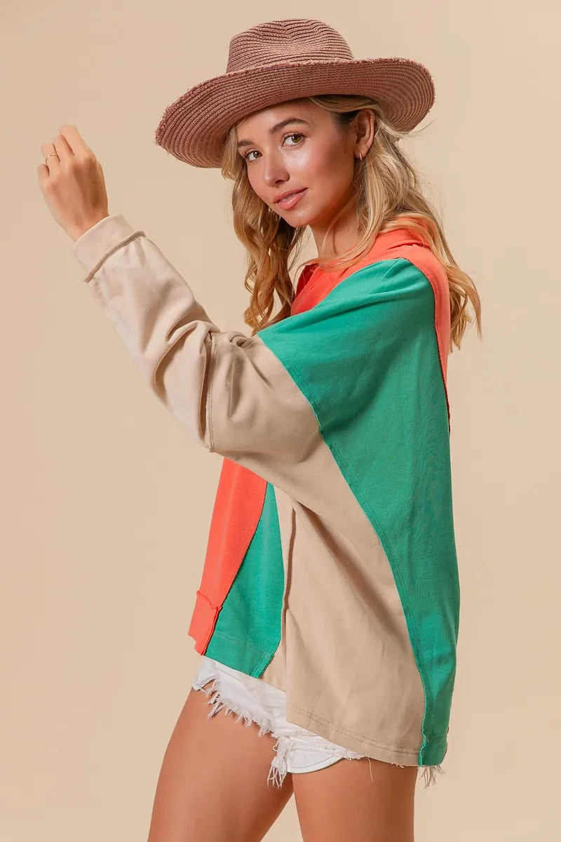 Colorblock Exposed Seam French Terry Sweatshirt
