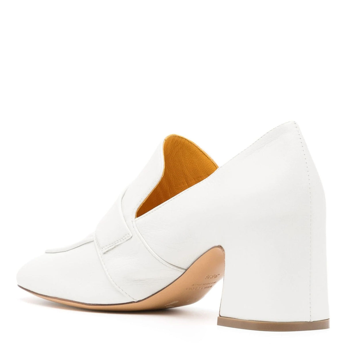 White Leather Lock Heel Loafer