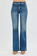 Full Size Tummy Control High Rise Bootcut Jeans with Double Button Waistband Plus Size