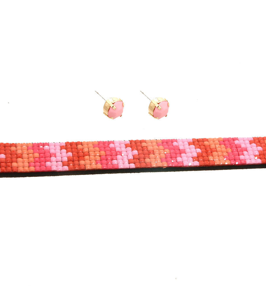 Acrylic Pink Beaded Choker Necklace Stylish Statement Jewelry