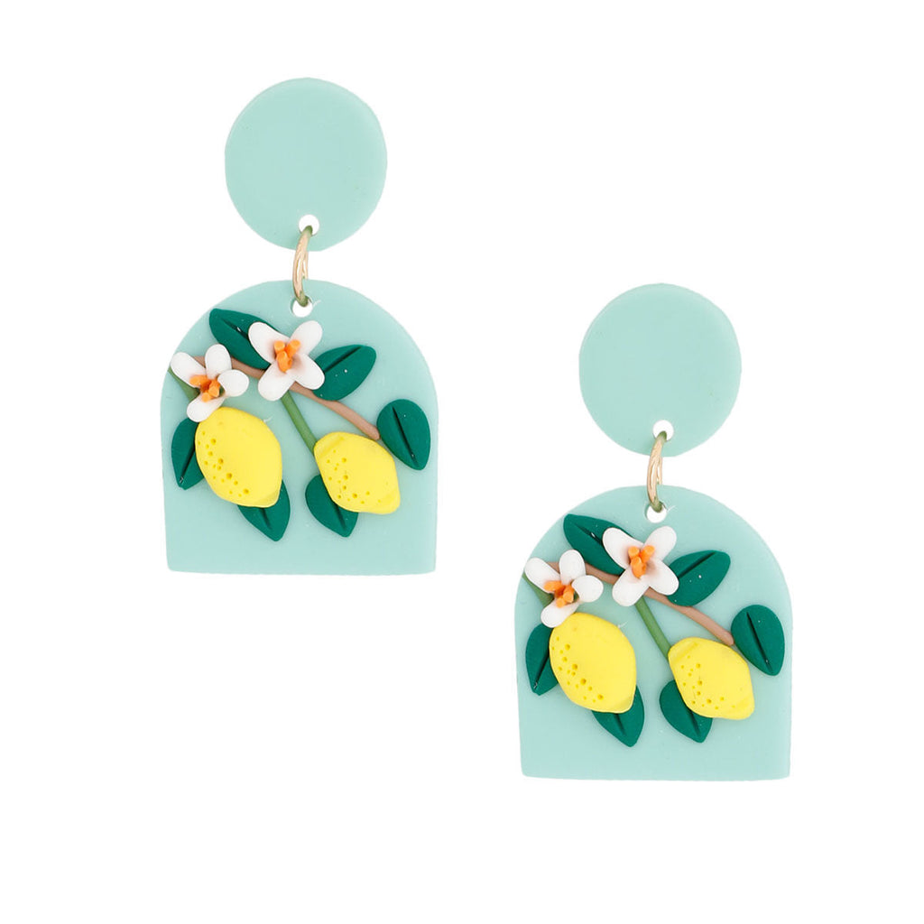Statement Turquoise Clay Lemon Earrings – Trendy Fashion Jewelry Accessory