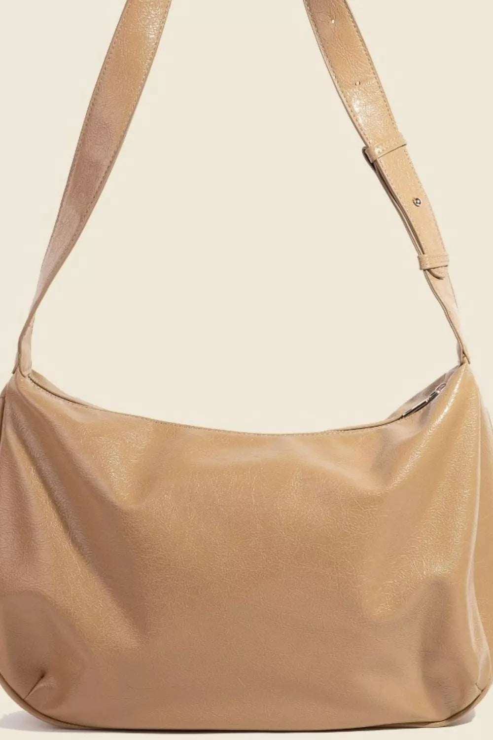 Faux Leather Hobo Crescent Shoulder Bag