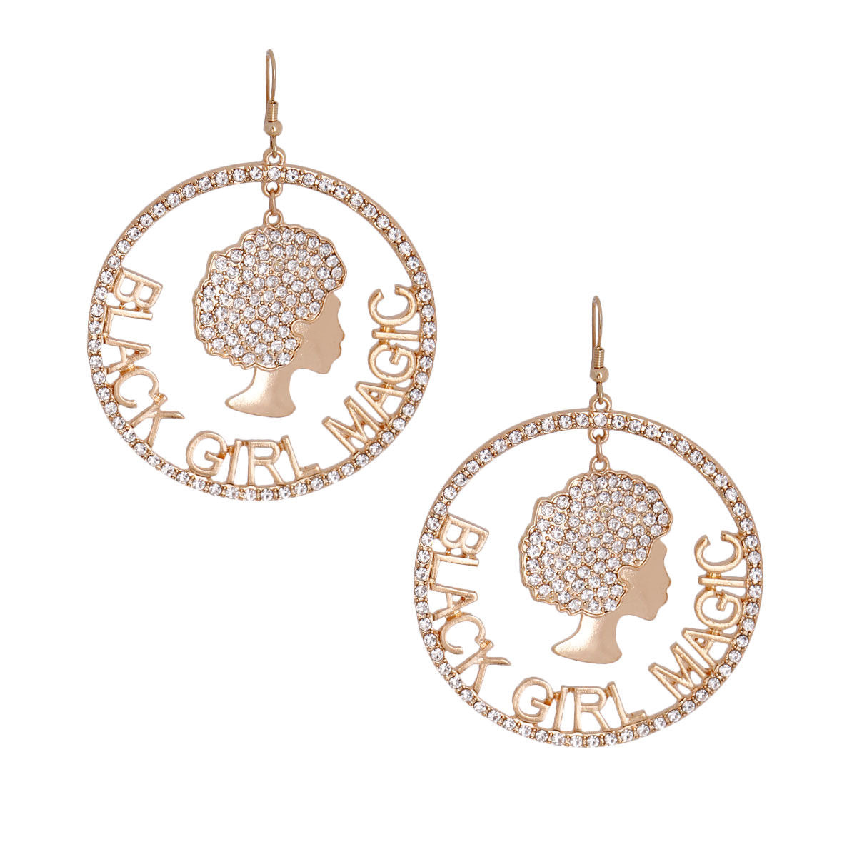 Statement Earrings Gold Black Girl Magic Stylish Jewelry Accessory