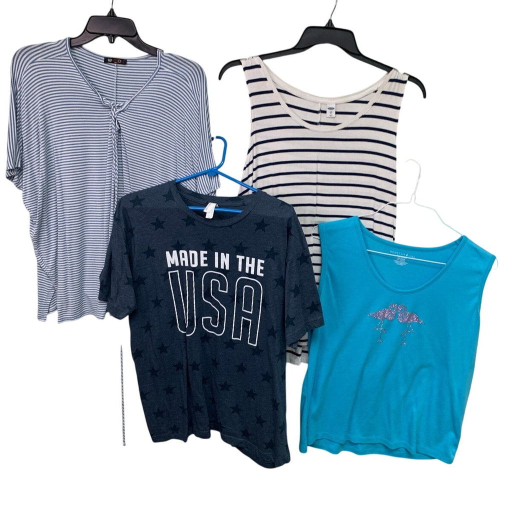 Lot of Old Navy Mountain Lake Womens XL Short Sleeve USA Tank Tops Shirts Blouse