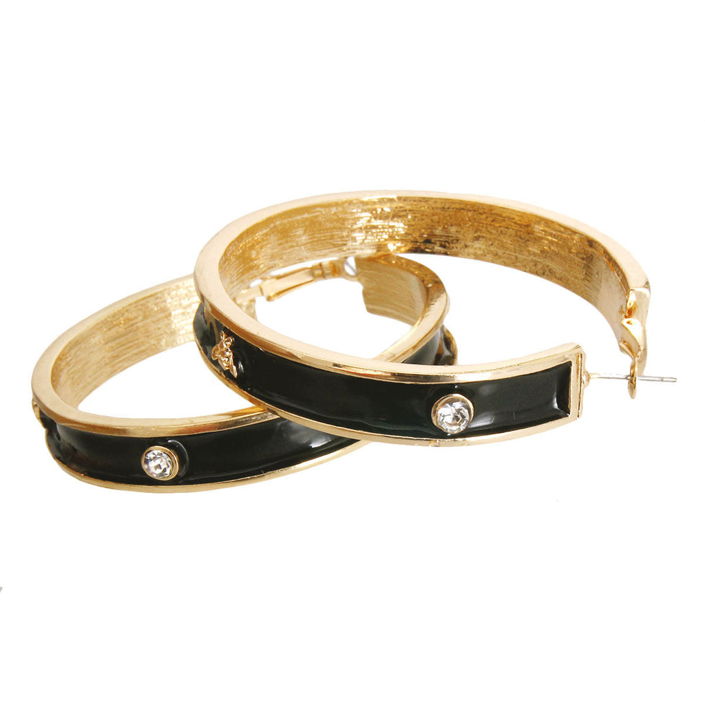 Heavy Black Bee Casting Hoop Earrings Stylish Statement Jewelry