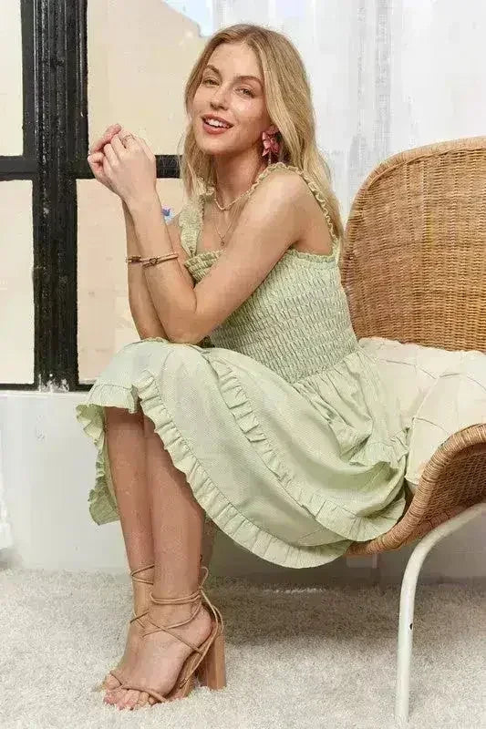 Smocked Ruffled Wide Strap Mini Dress – Sweet & Stylish