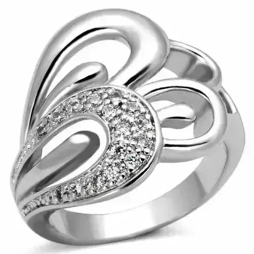 3W325 Rhodium Brass Ring – AAA Clear CZ Solitaire (Dainty Sparkle)