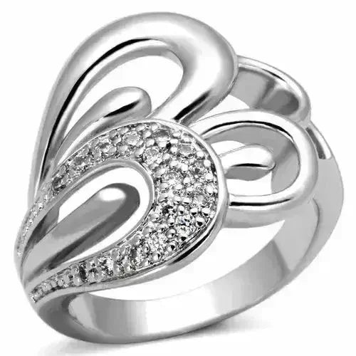 3W325 Rhodium Brass Ring – AAA Clear CZ Solitaire (Dainty Sparkle)