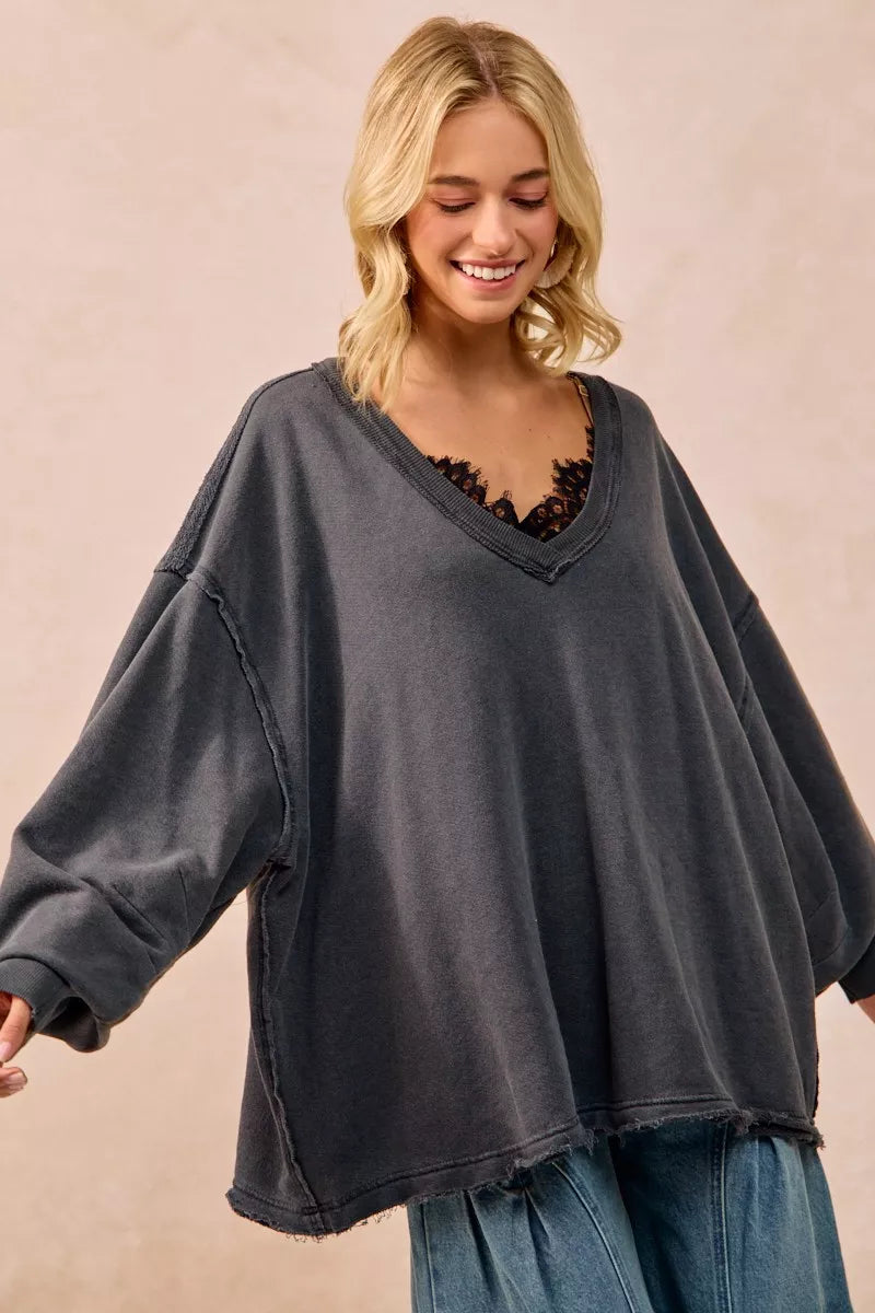 Mineral Washed French Terry Oversized Sweatshirt