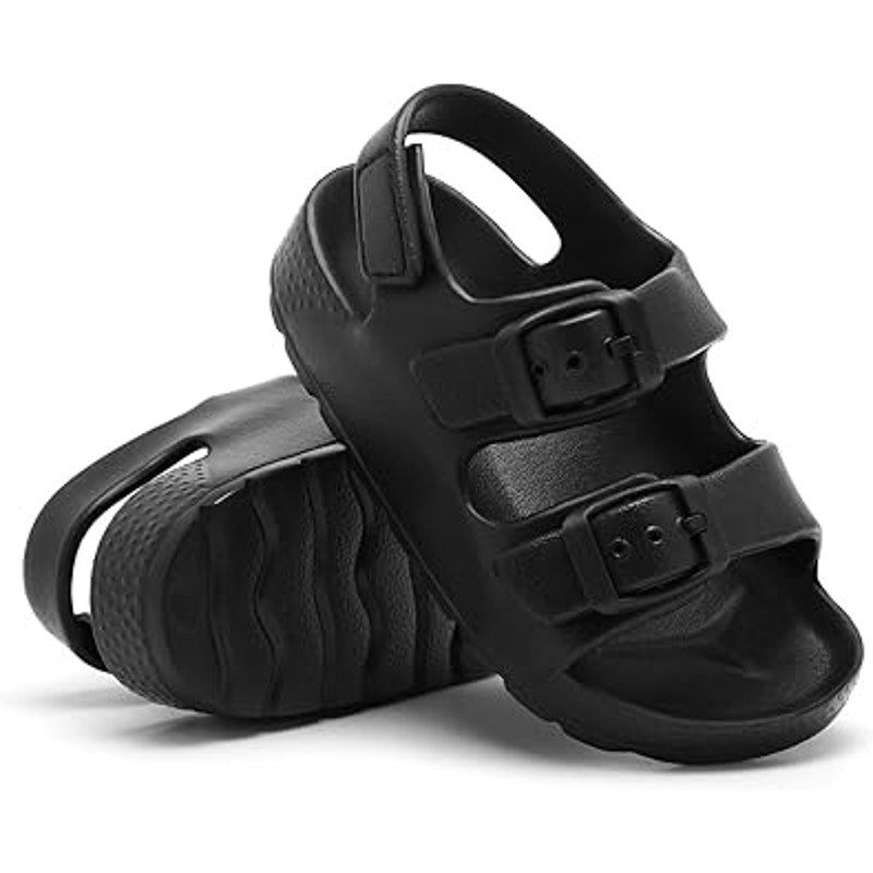 ChayChax Boys Size 13 Black Double Buckle Hook Loop Strap Water Sandals Shoes