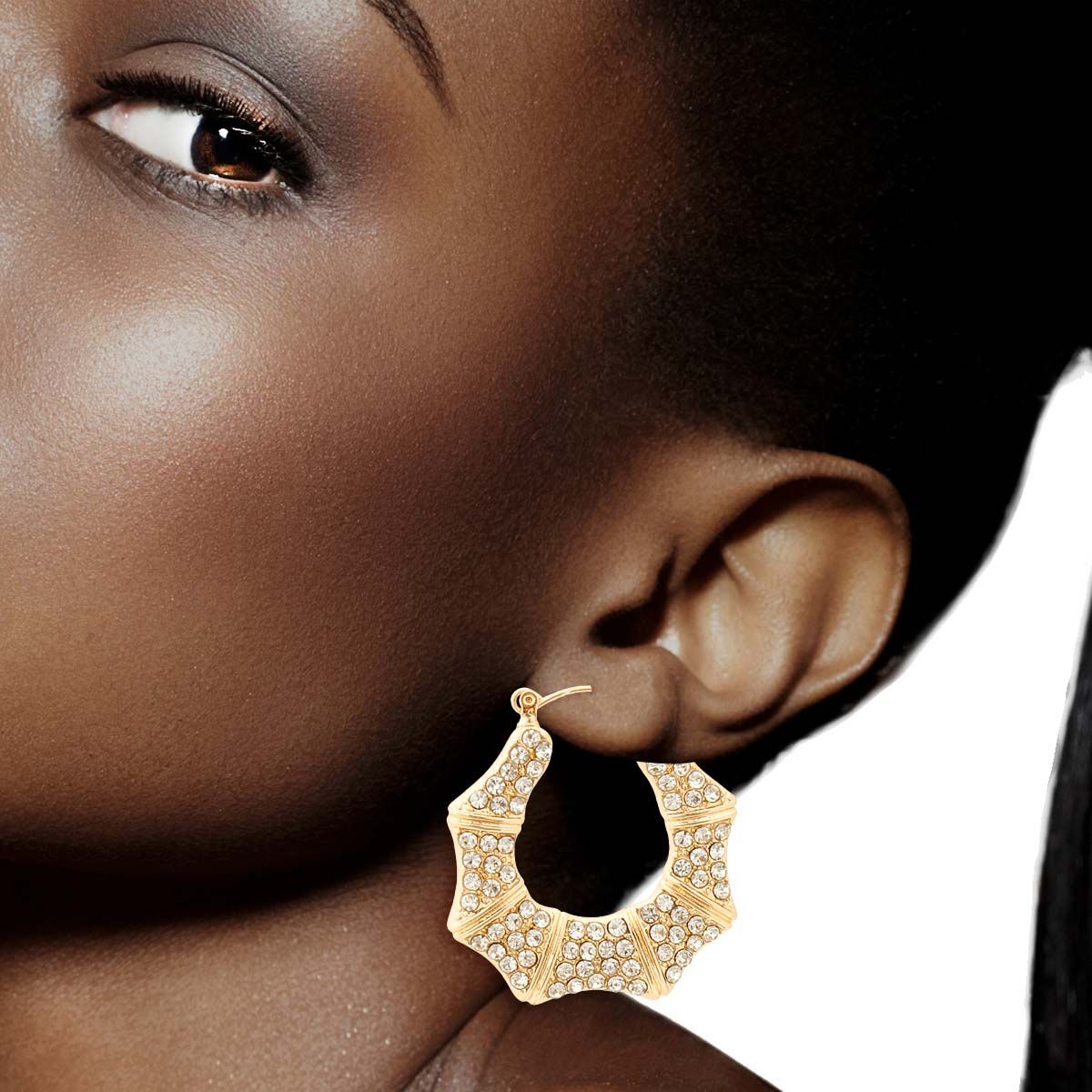 Bamboo Hoop Earrings Gold Bling Statement Jewelry