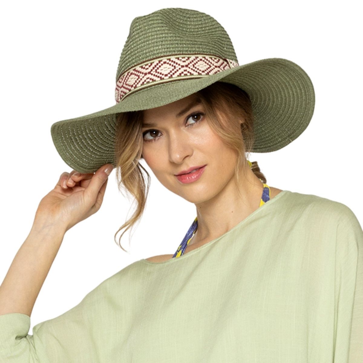 Fedora Hat Olive Straw Panama Stylish Casual Accessory