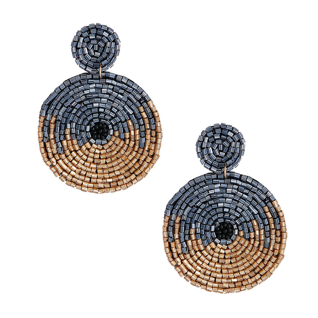 Beaded Hematite and Gold Earrings – Stylish Statement Jewelry