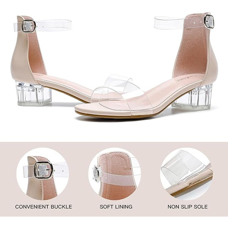 Dufannie Little Girls Size 12 Clear Low Heel Sandals Ankle Strap Wedding Shoes