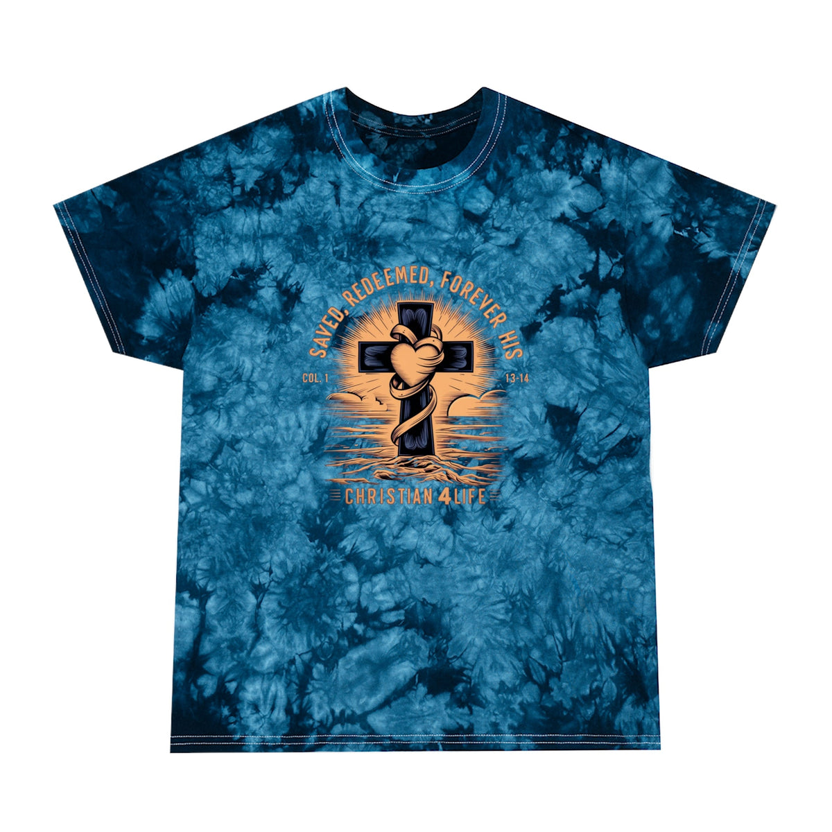 Unisex "Saved, Redeemed, Forever His" Christian Tie-Dye style T-shirt