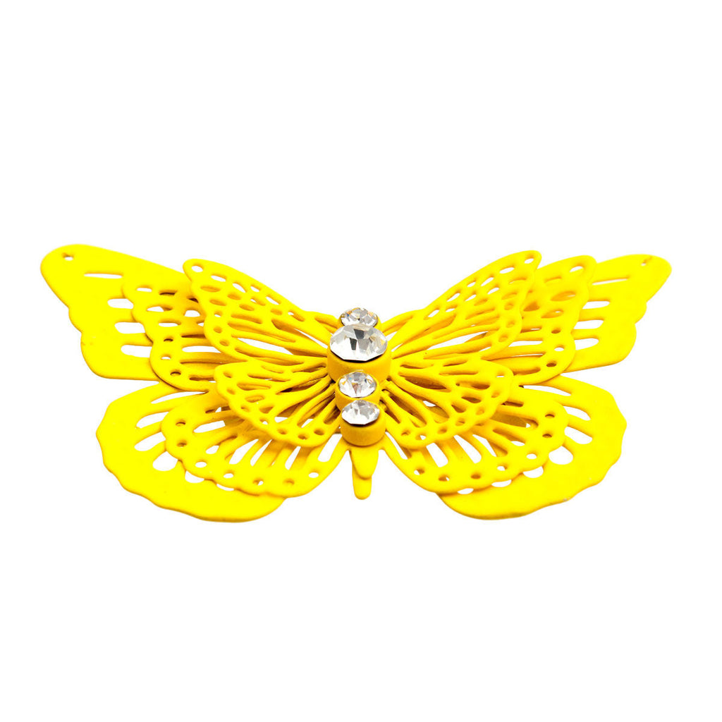Statement Butterfly Brooch Yellow 3D Stylish Fashion Jewelry Accessory