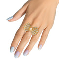 Statement Gold Rhinestone Bow Ring Stylish Fashion Jewelry Accessory