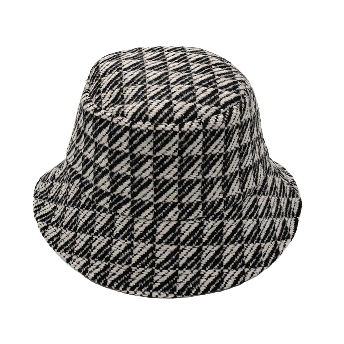 Bucket Hat Black Geo Pattern Topstitch Stylish Casual Accessory