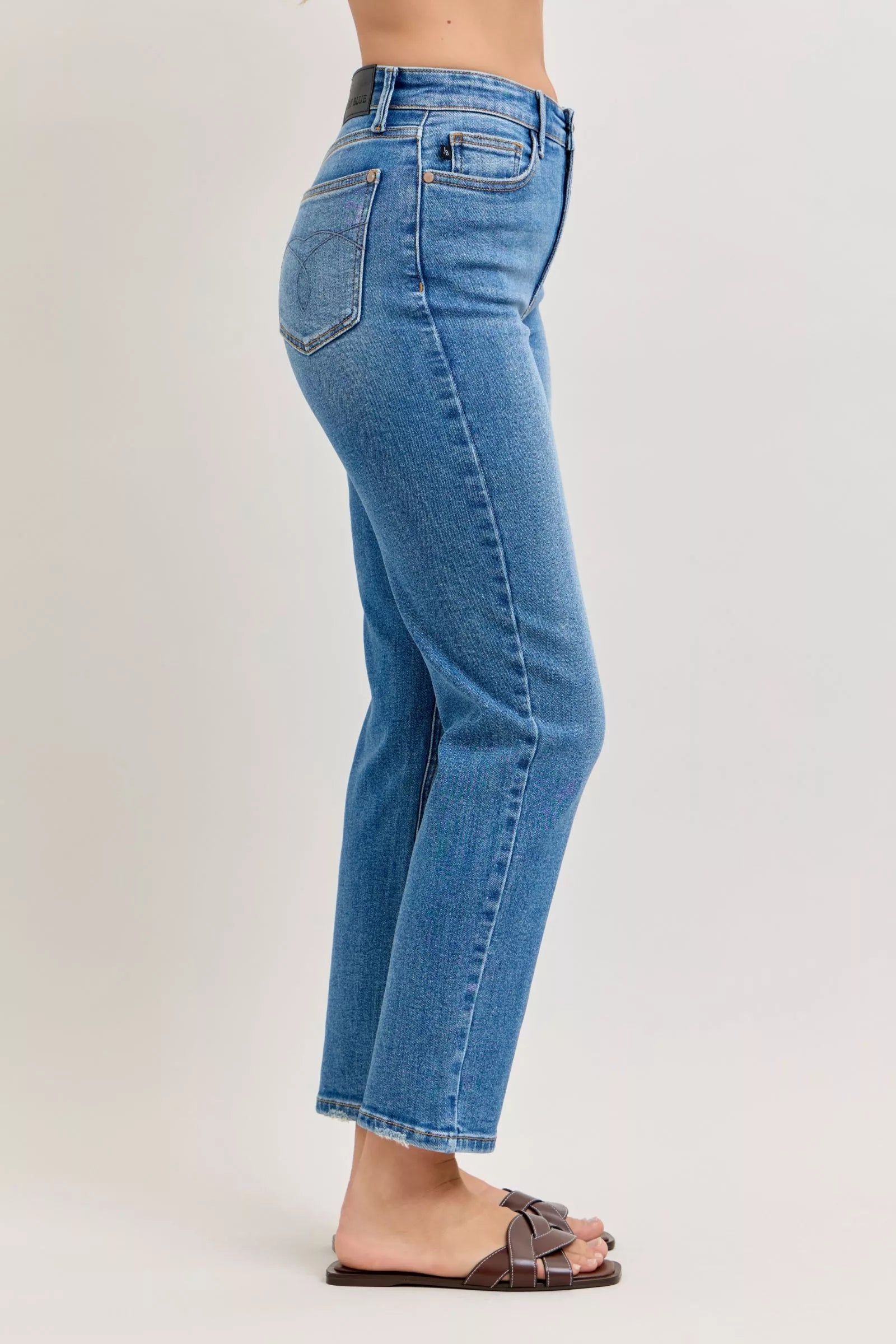 High-Waisted Straight-Leg Jeans