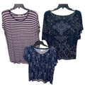 Lot of 3 Rafaella New York & Co BLEU Womens Large Rhinestone Tee Shirts