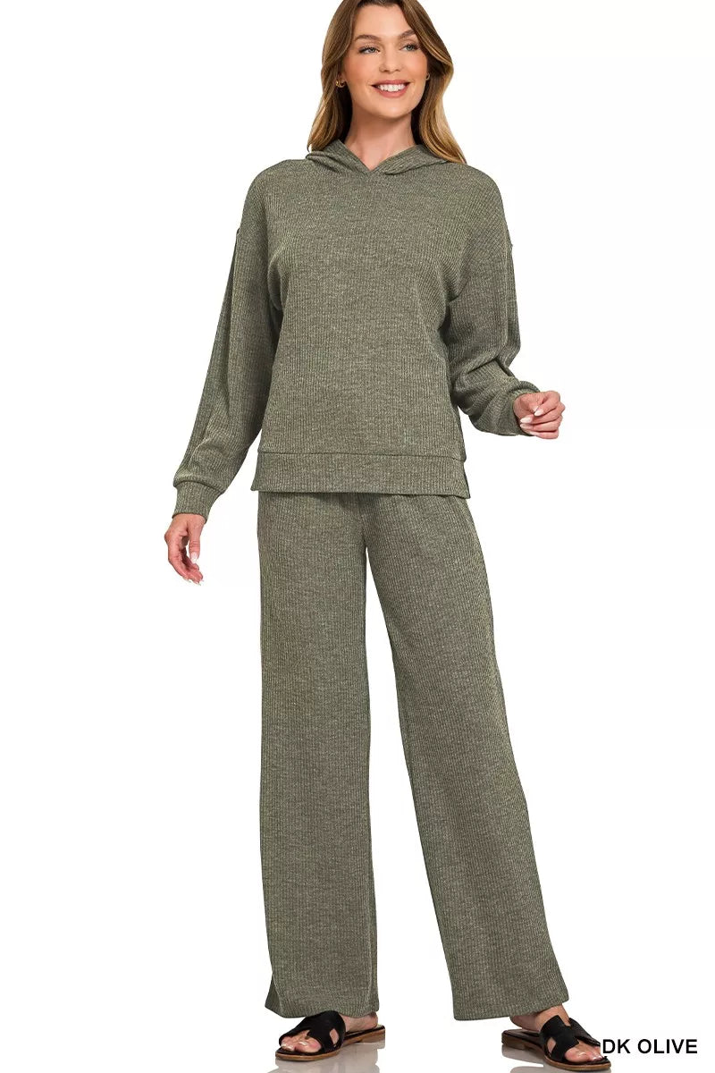 Ribbed Long Sleeve Hoodie