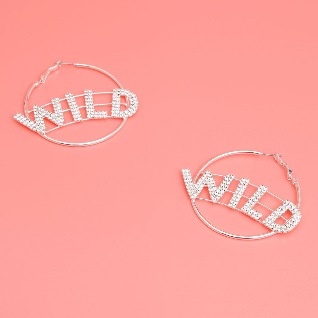 Rhinestone Hoop Earrings Silver Stylish Statement Jewelry
